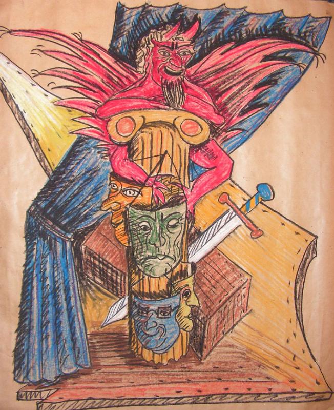 Theaterteufel (Entwurf), 1978, Ölkreide-Packpapier, 90x100.jpg
